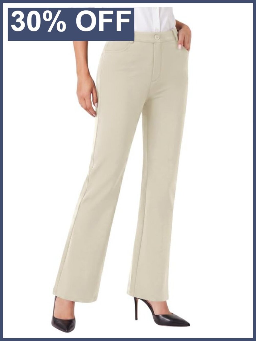 Women's Stretchy Pull On Work Dress Pants Flare Bootcut Trousers